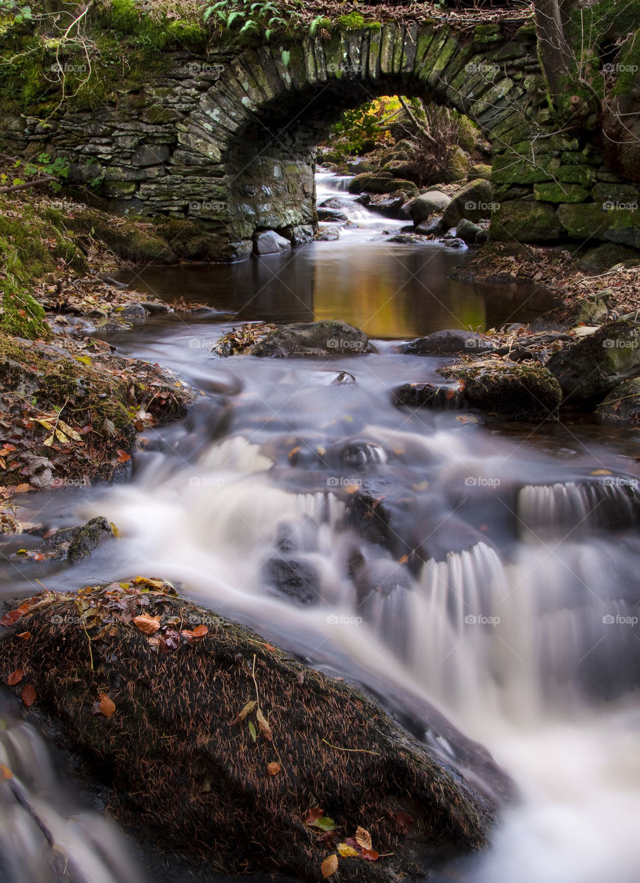 Small bridge and stream on the Hafod Estate in Ceredigion, Wales.