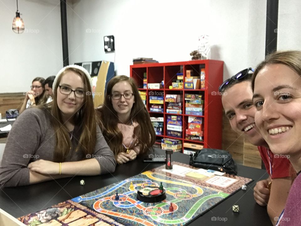 Playing a game of Jumanji after escaping a room at Adventure Rooms Canada in Waterloo