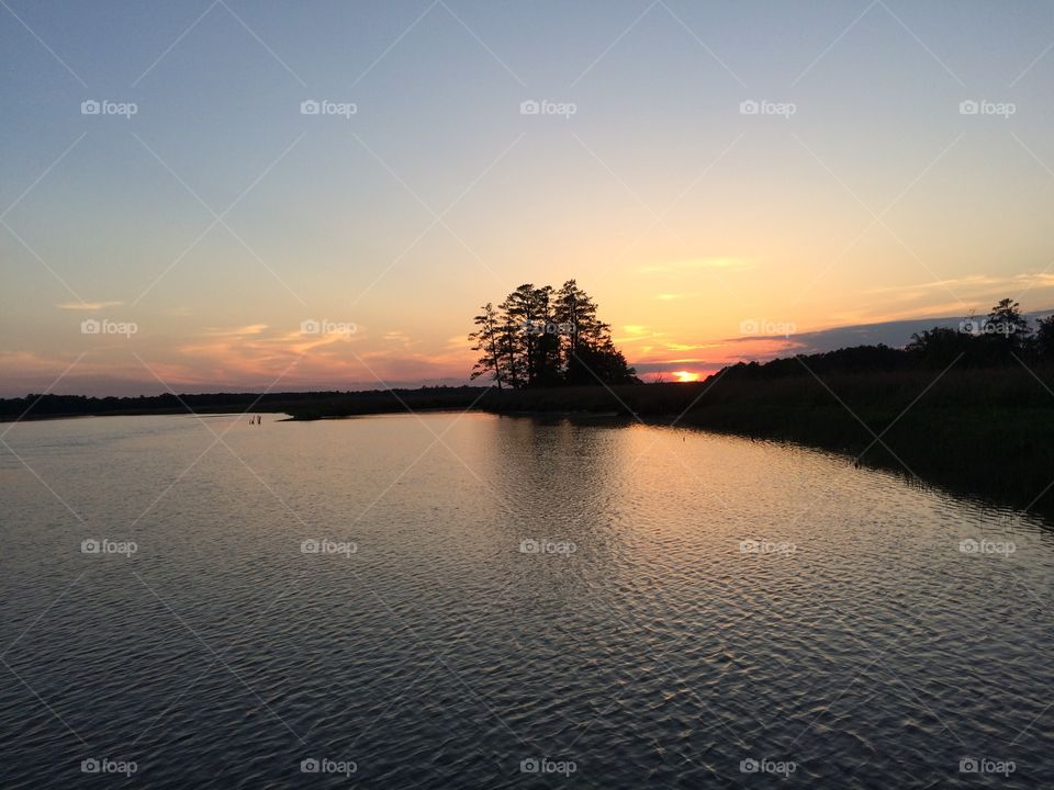 Sunset over water