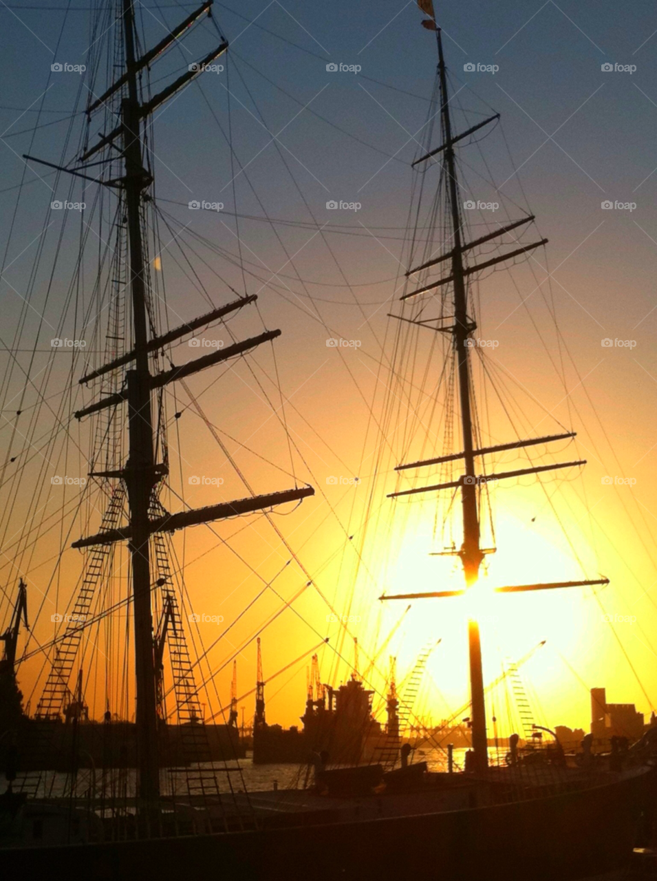 sunset sun germany ship by cyrano