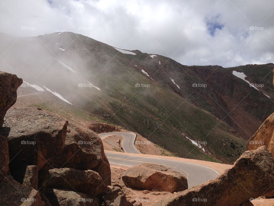 scenic Pikes Peak Drive . On our way up to an elevation of 14,000 ft