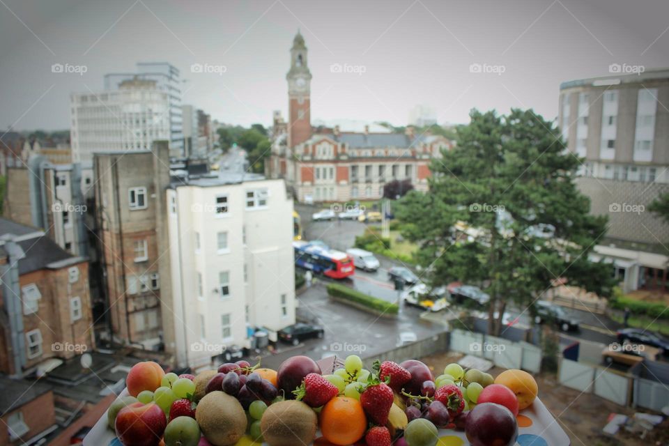 Enjoying the fruits from the balcony