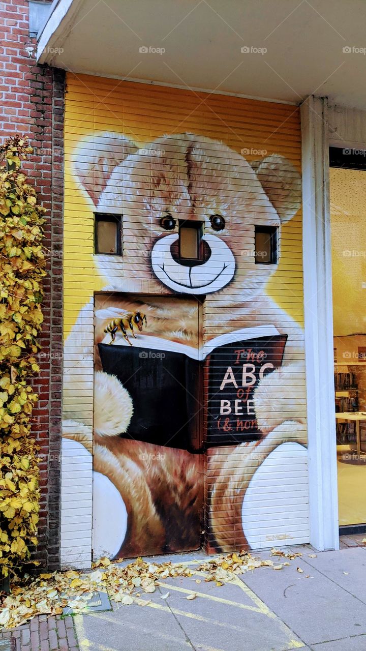 ABC bear , mural at the local library