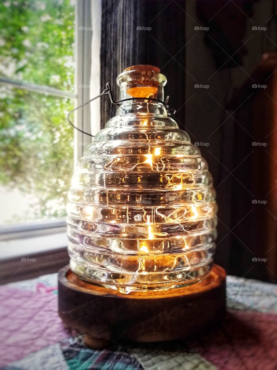 Lamp made out of a honey jar