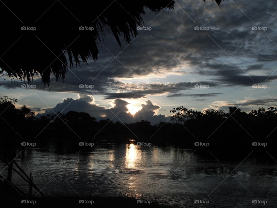 Amazon river sunset