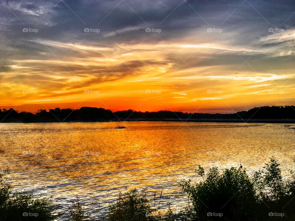 Beautiful lake sunset