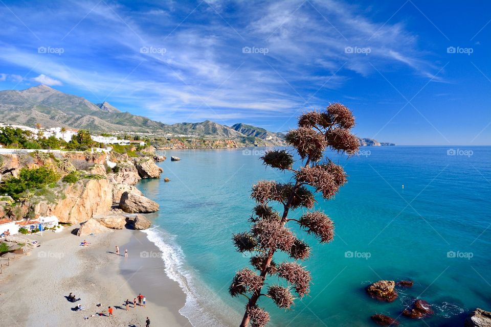 Amazing views and scenery seen from Balcon de Europa in Nerja, Spain.