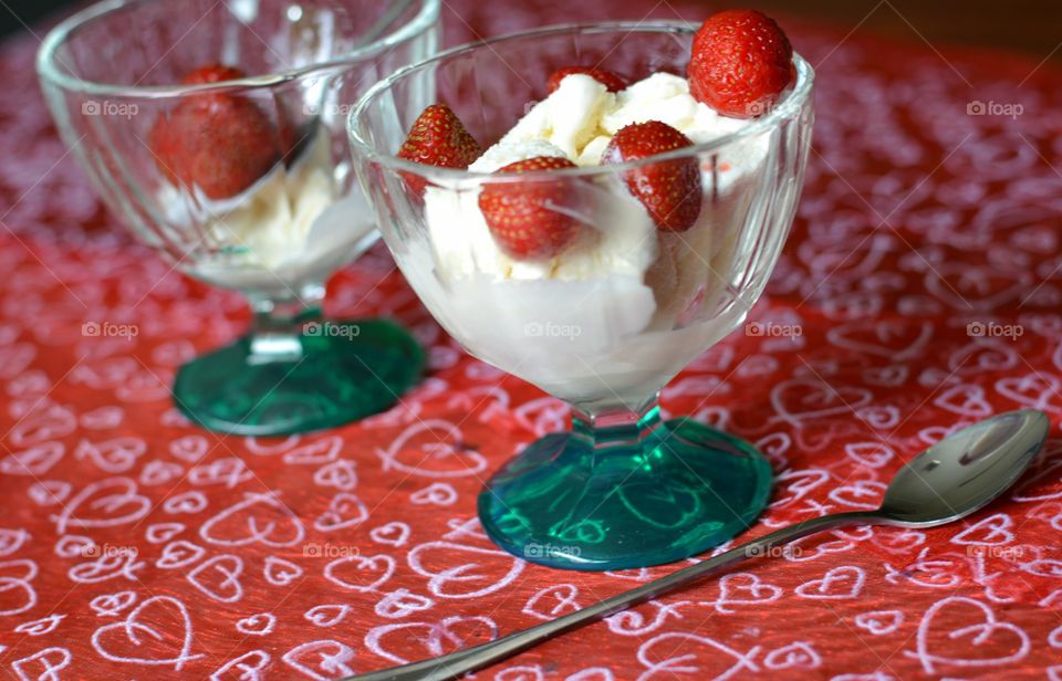 Cream, Sweet, Fruit, Strawberry, Yogurt