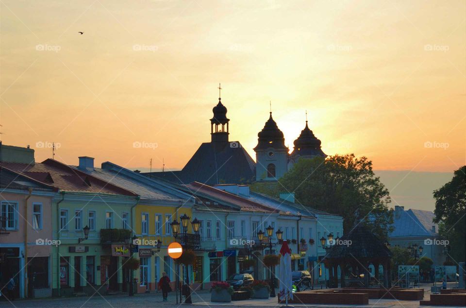 dusk in Polish city Chełm