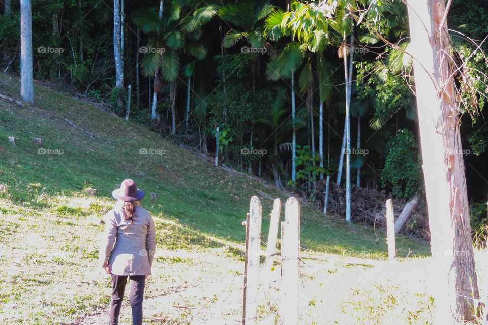 Walking in the sunlight.