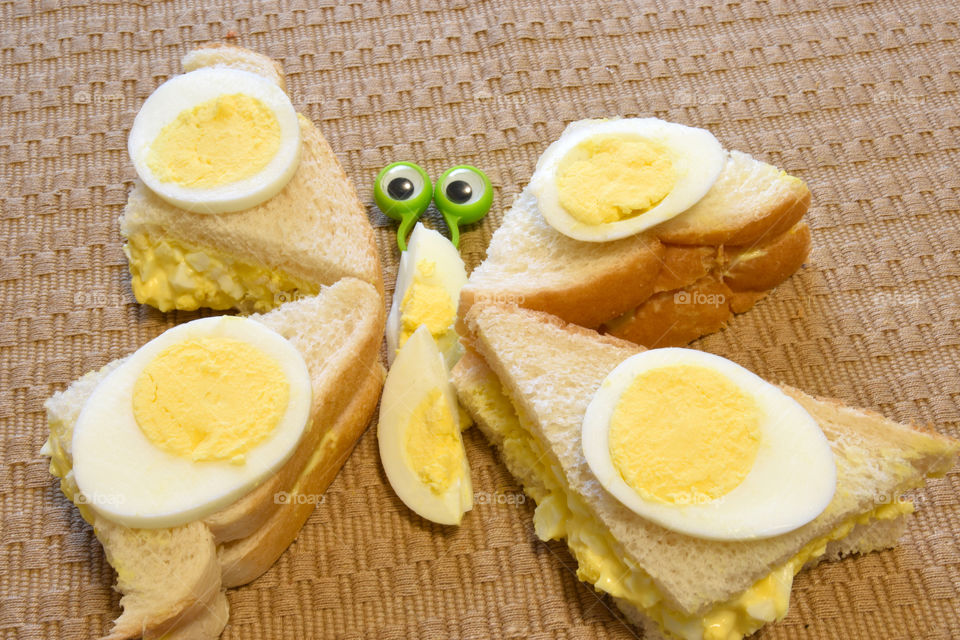 Egg Salad Sandwich,  set up to look like a butterfly