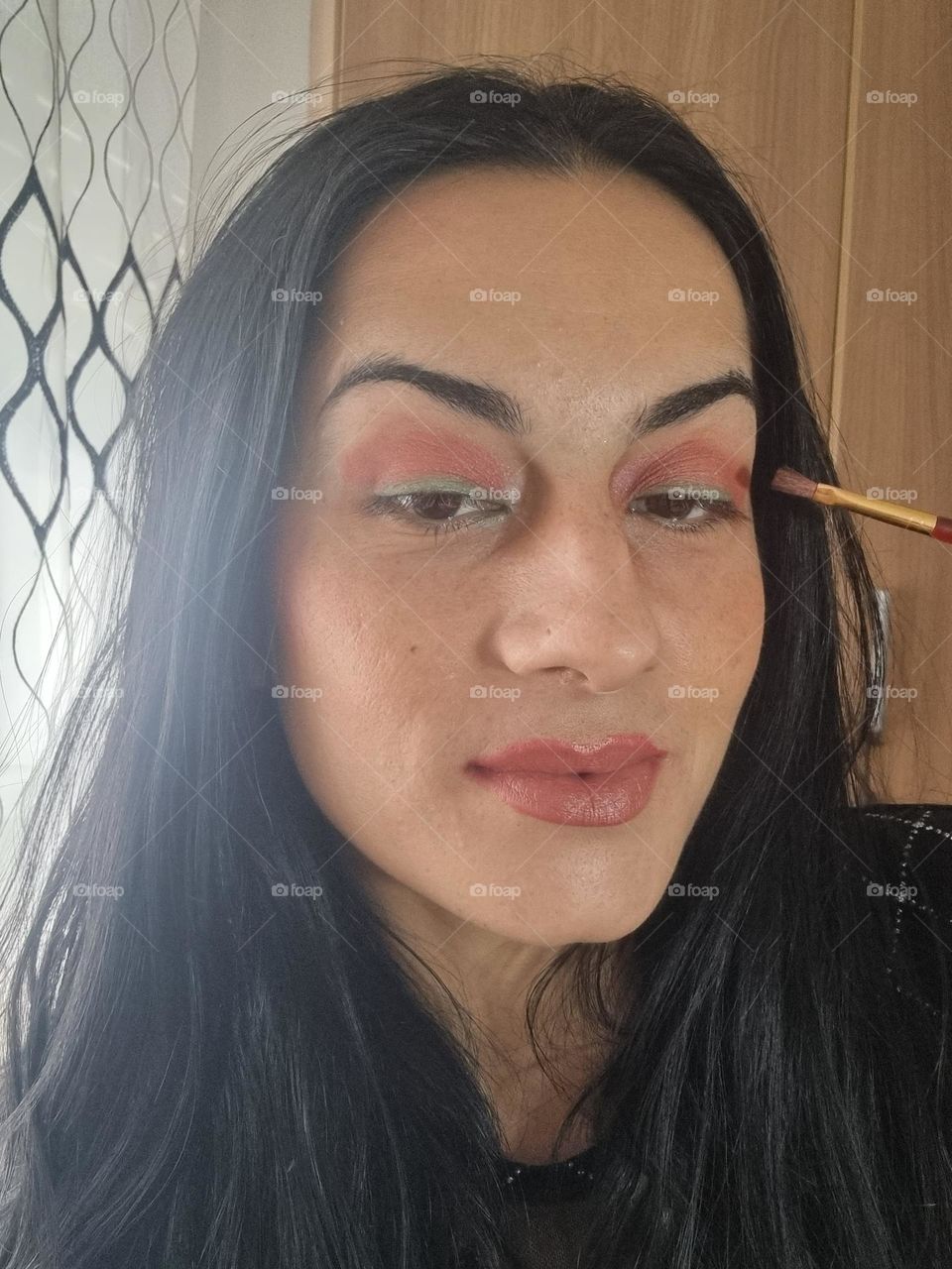 Green and red makeup