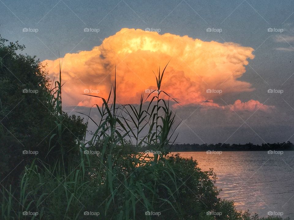 Floating Gold. This beautiful golden cloud was found over Jolly bay NW Florida