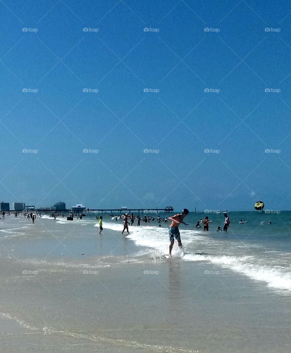 Skim boarding at Clearwater beach