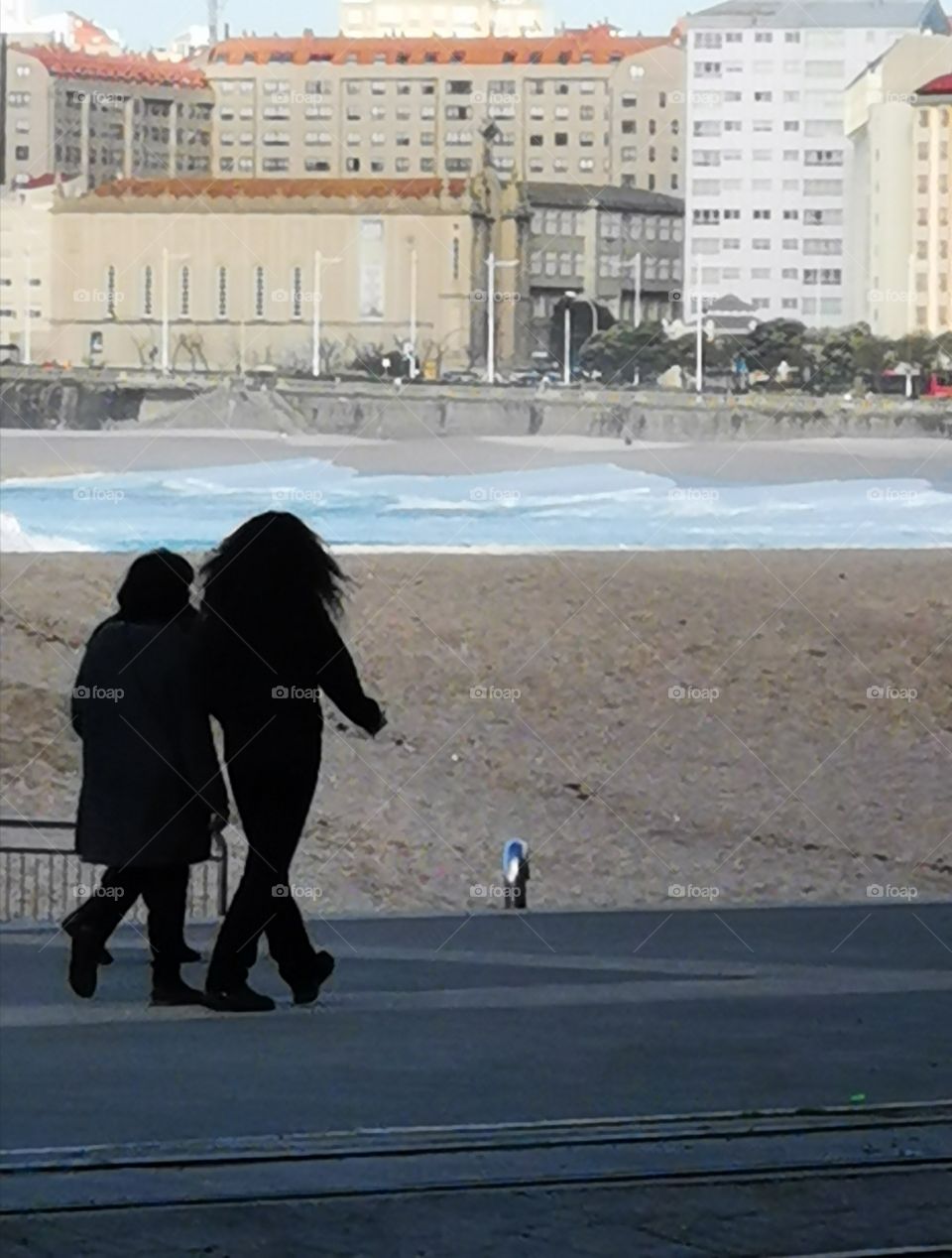 Chicas caminando cerca del mar.