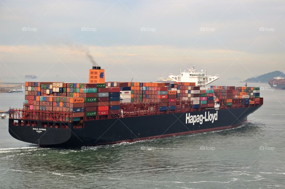 Container vessel at sea