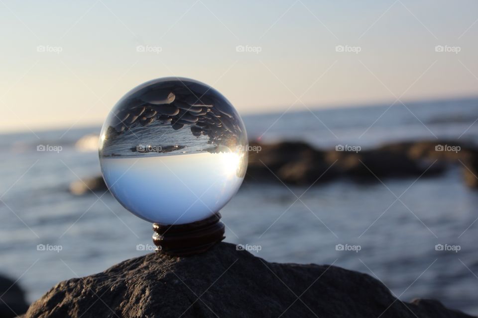 Dusk through a glass sphere 
