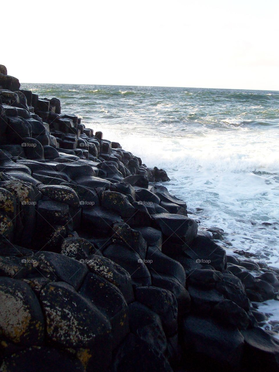 volcanic rock and waves at the Giant's Causeway