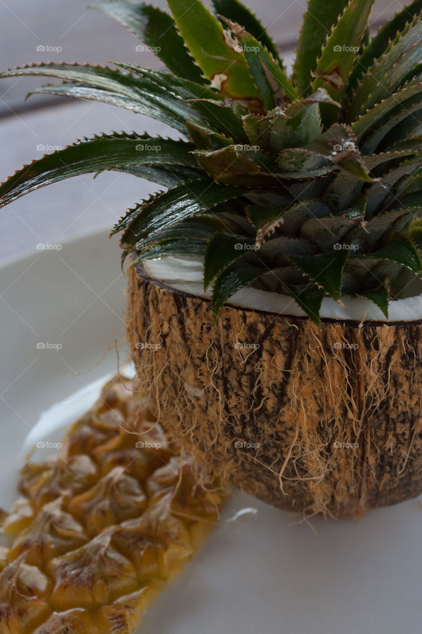 Pinapple and coconut. 