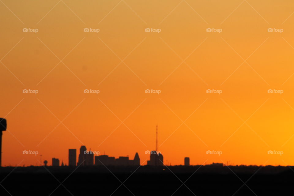 Dallas skyline at sunset 