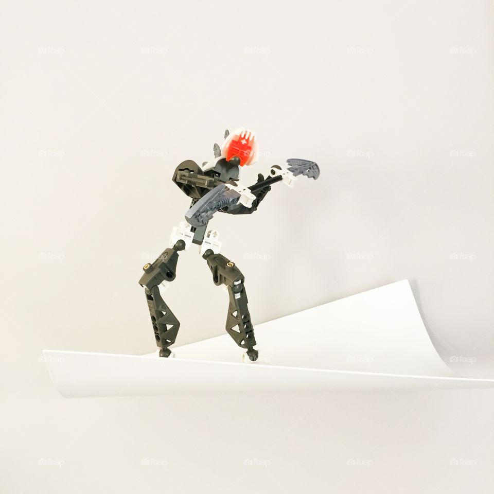 Figure model on white background and shelf, simple 
