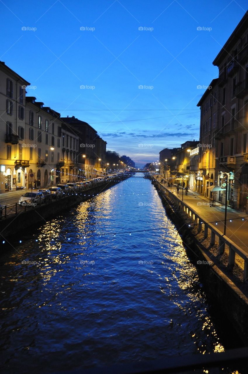 Milan channels at night 