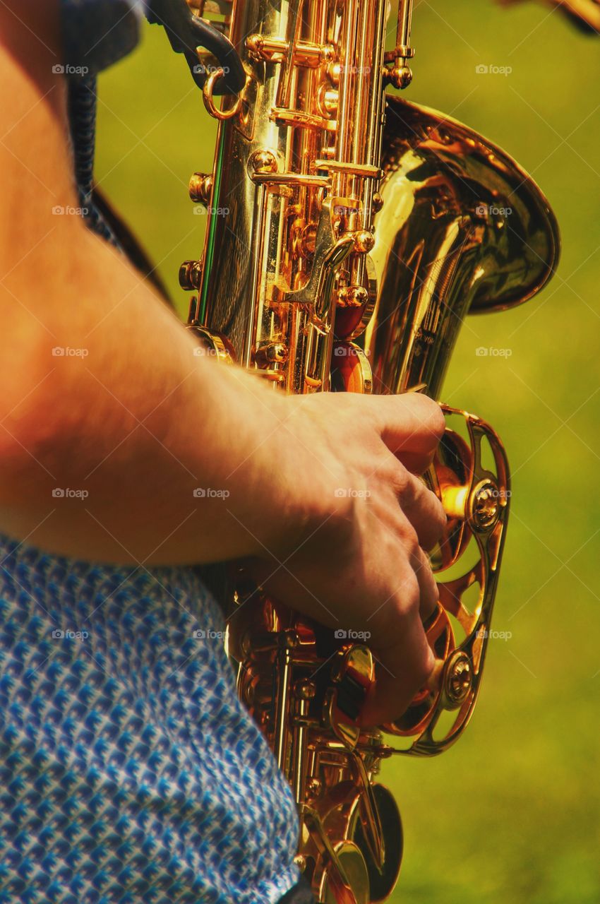 Saxophonist playing jazz music