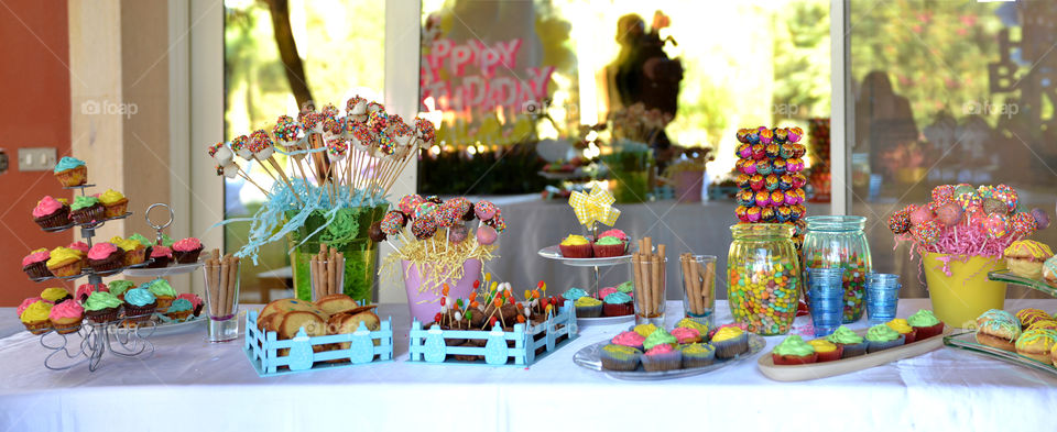 colorful candy table for a birthday