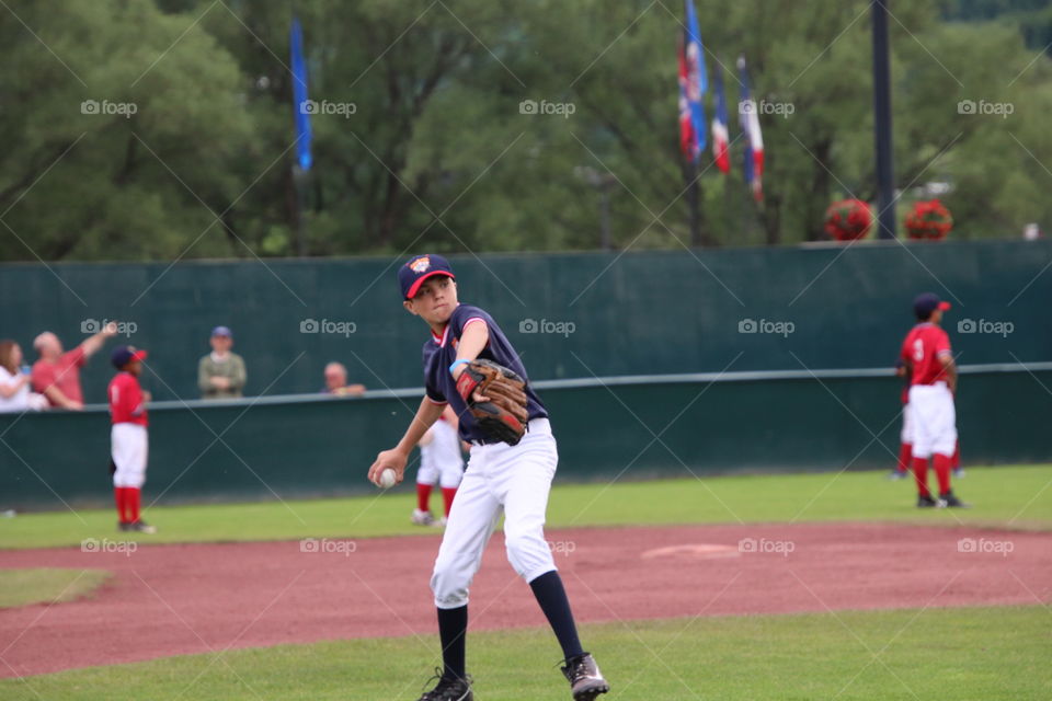 Boy playing baseball