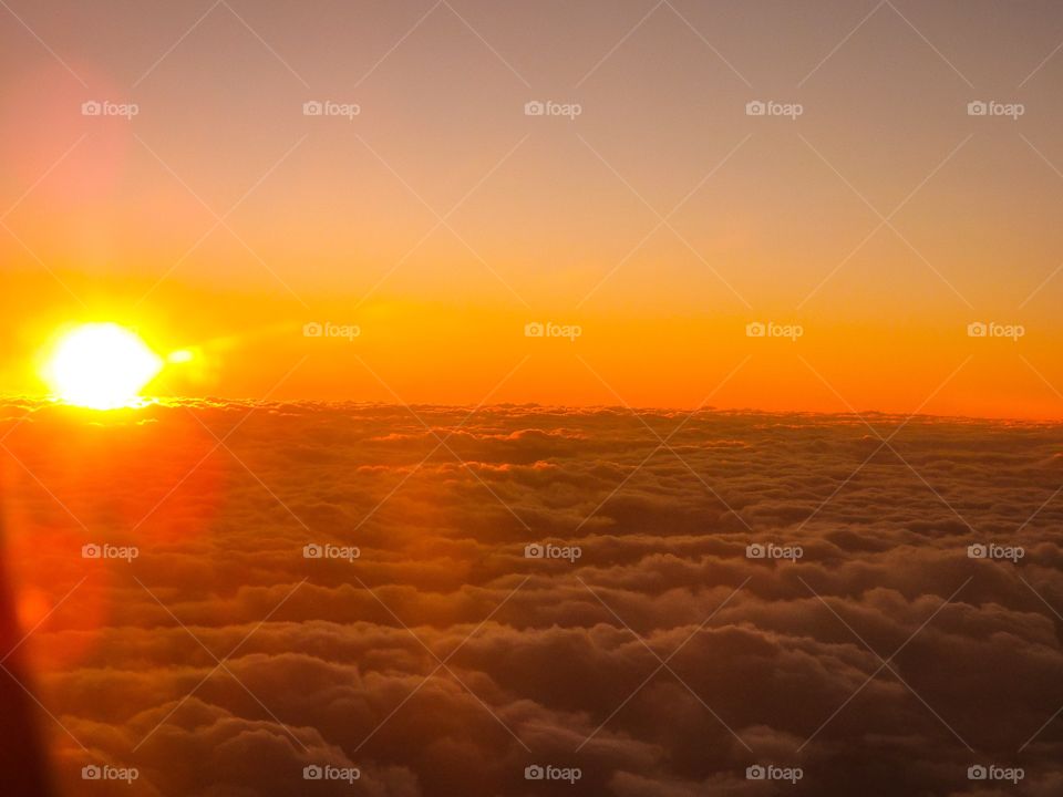 Sunset from airplane window