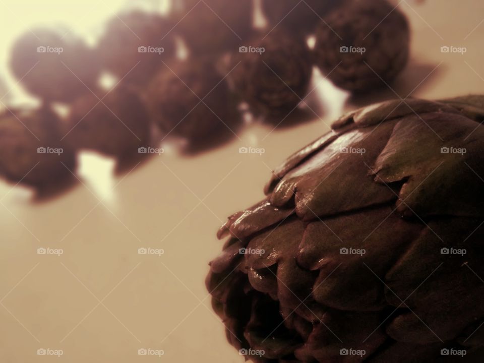 Artichokes in warm light