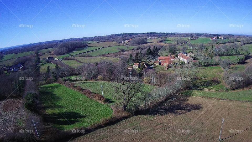 A drone cam photo of rural France in winter - #no filter, #true photos, true nature 