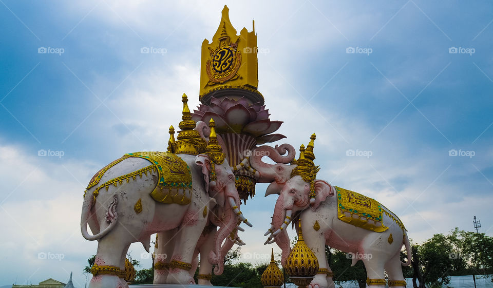 Elephant statue belong to the King Rama the 9th of Thailand.