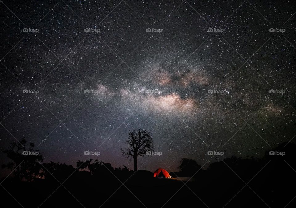 Camping under milkyway night