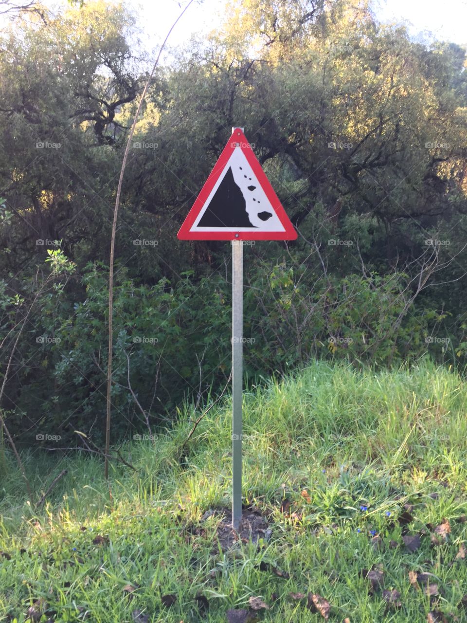 informative signs 
landslide area