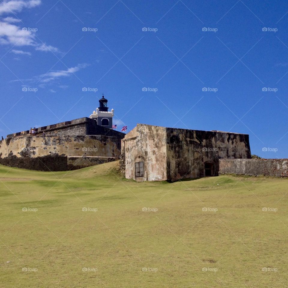 The great lawn in front of the Castillo San Felipe del Morro in San Juan, Puerto Rico.