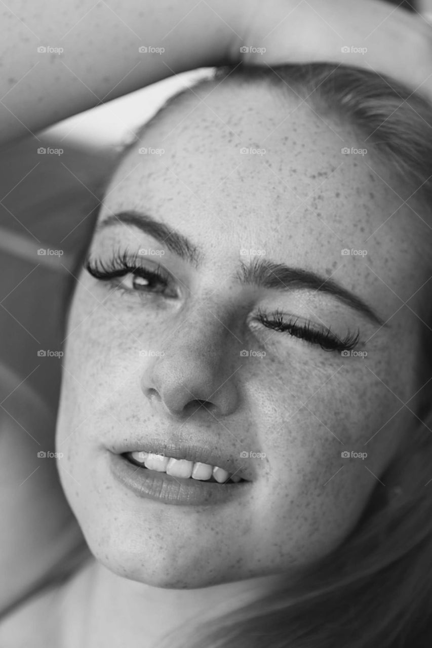 grayscale photography of woman