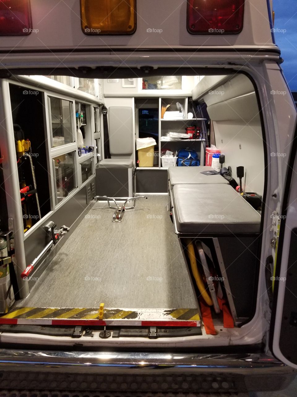 Cleaning up the back of the ambulance I work on!