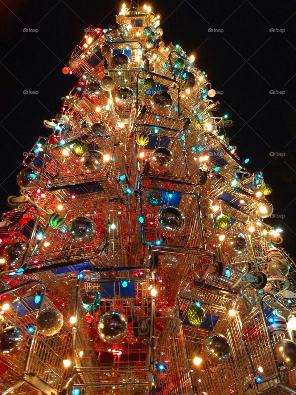 A Christmas tree made out of shopping carts! 