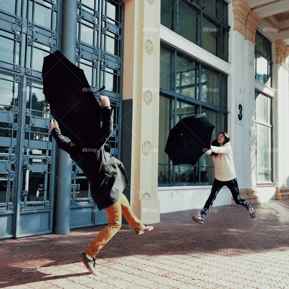 The fight on the umbrellas