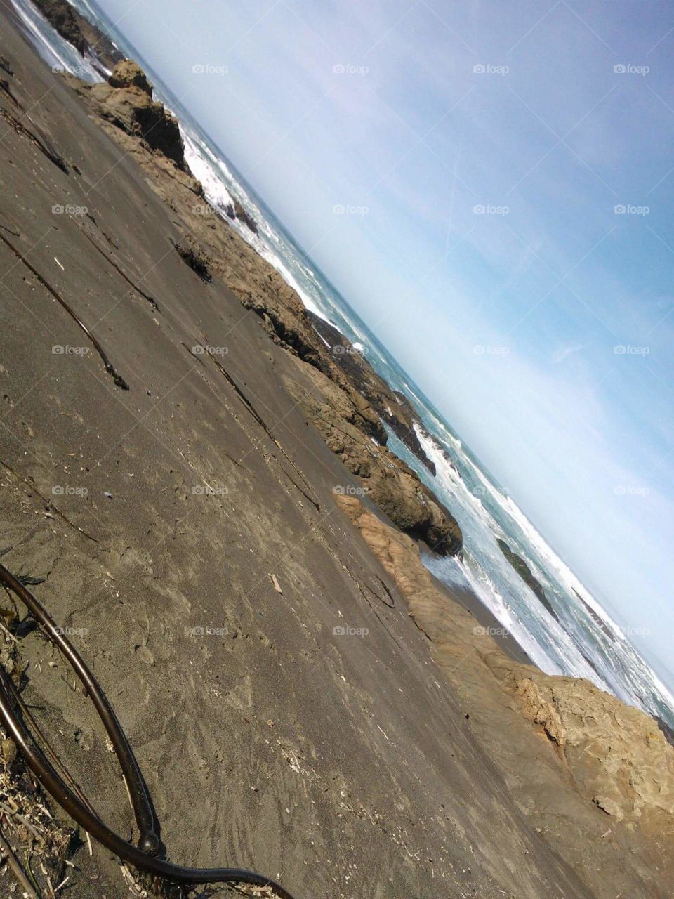View of the expansive ocean while checking out the rocks just off the beach (Fort Bragg, CA)