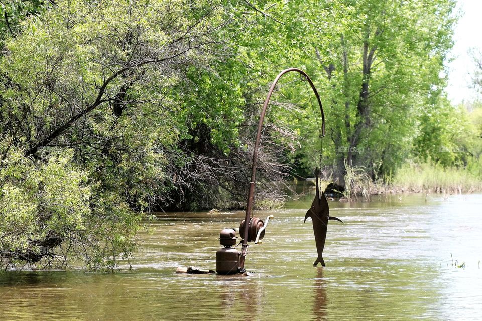 metal art in the water