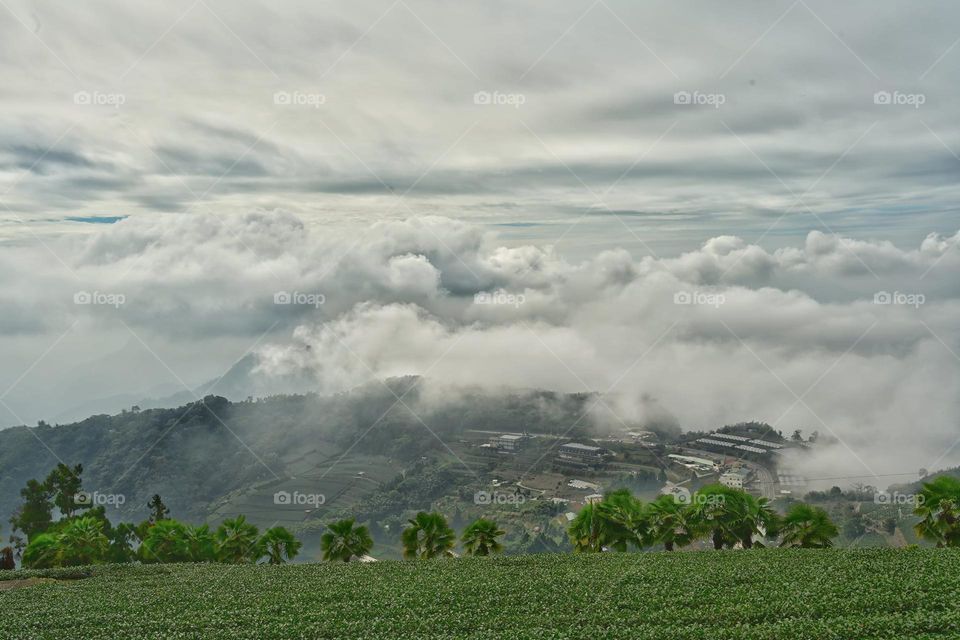 Beautiful mountain scenery with sea of clouds