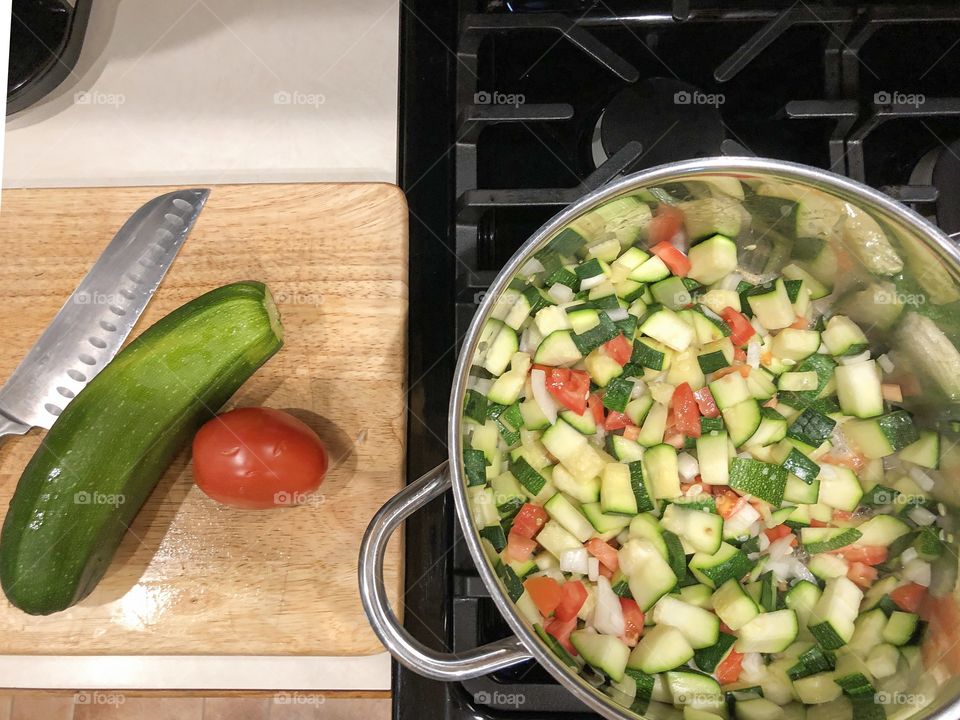 Cooking veggies from the garden 