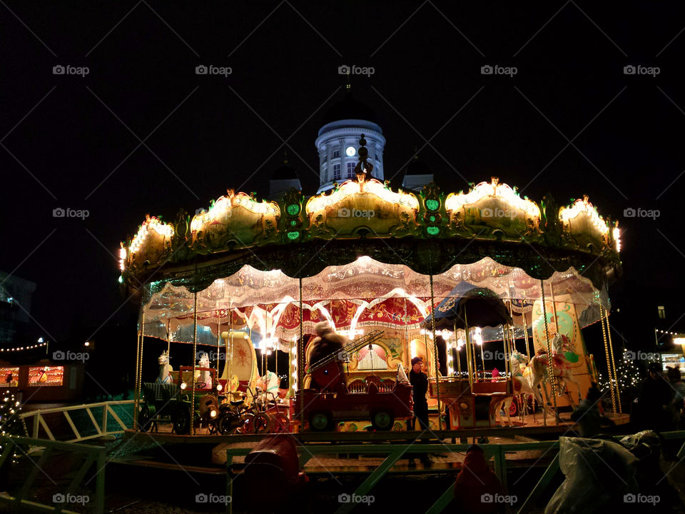 Christmas Carousel. At Senate Square in Helsinki, Finland.