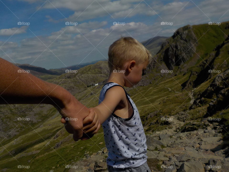 Walking down from Snowdonia Wales