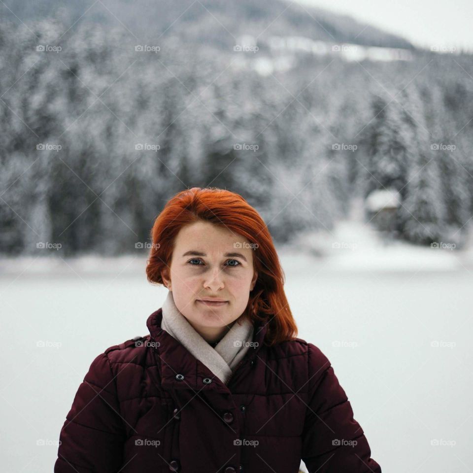 Winter, Snow, Cold, Woman, Portrait