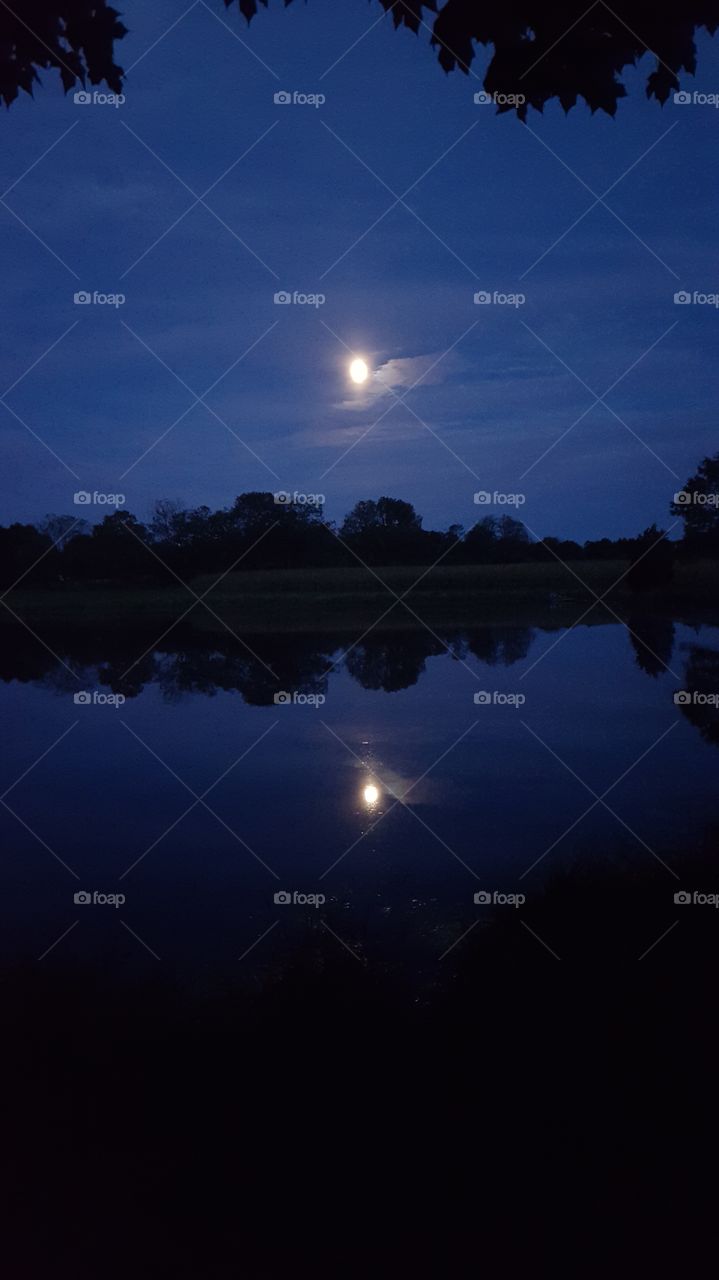 moonlight over water. over range's lake