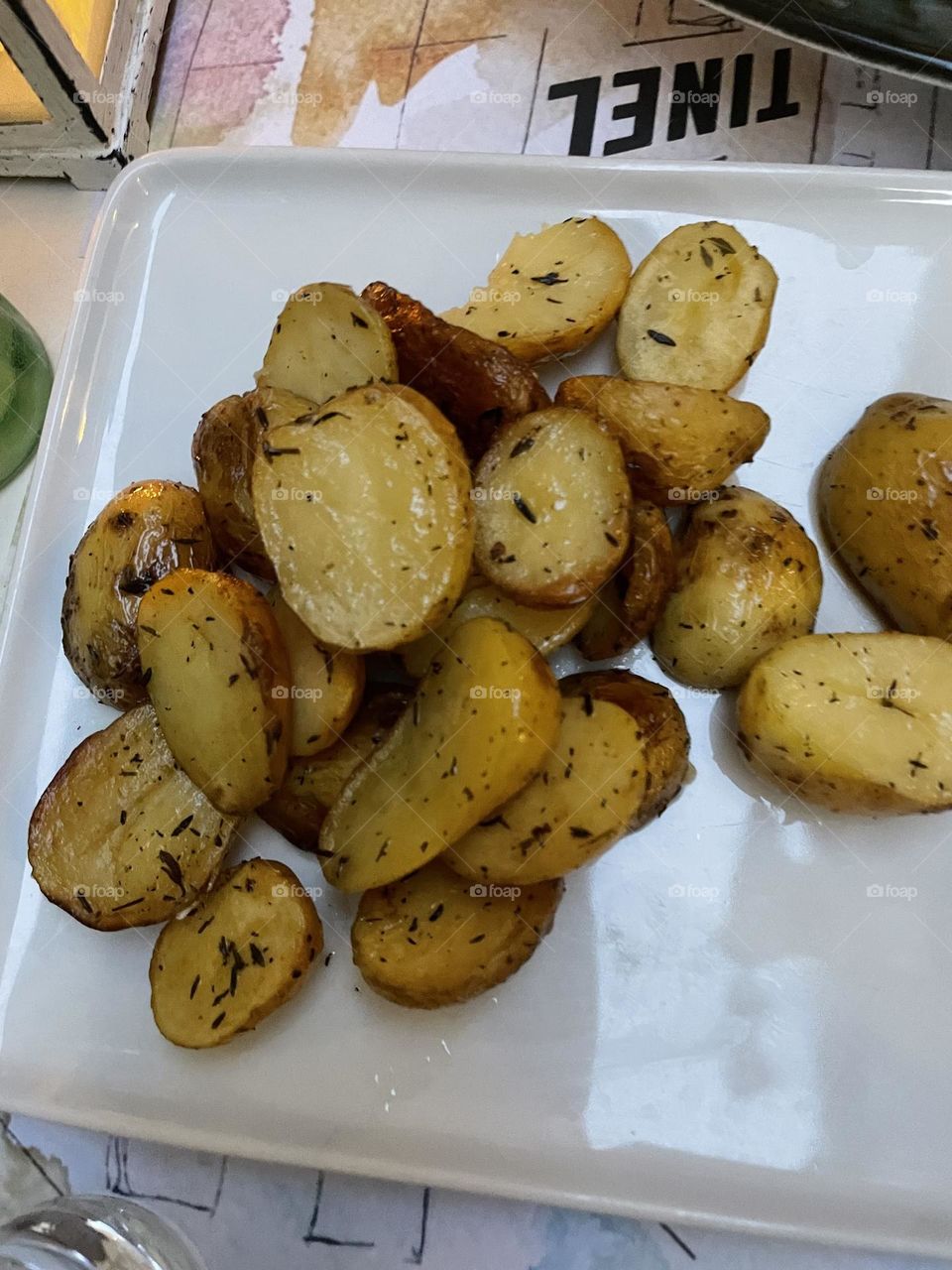 A plate of cooked potatoes ready for dinner