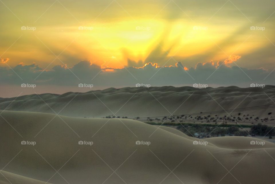 Sunset in desert. 